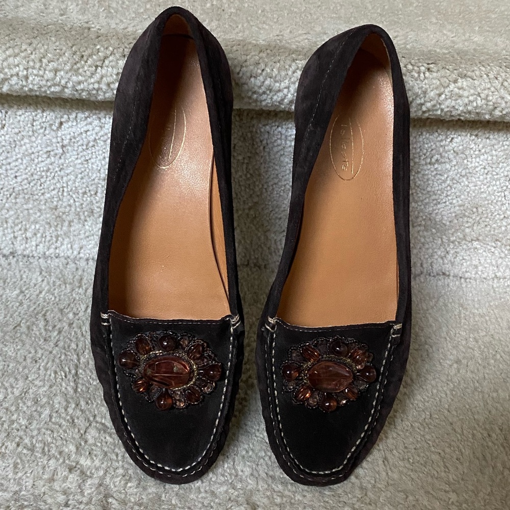 TALBOTS WOMENS LOW HEEL PUMPS/CHOCOLATE BROWN/GENUINE LEATHER/SIZE 10B. USED.